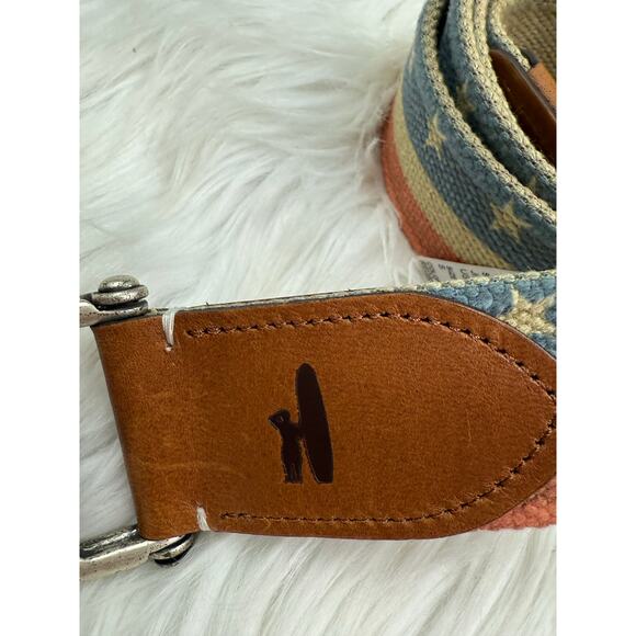 Johnnie-O Mens Red Navy Stars and Stripes Canvas Belt Small USA Patriotic NWT - Picture 3 of 14